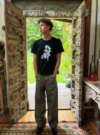 Black slub cotton tee - Shark
