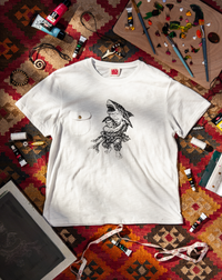 Single stitch slub pocket tee - White
