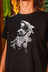 Single stitch slub pocket tee - Black