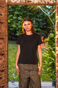 Single stitch slub pocket tee - Black